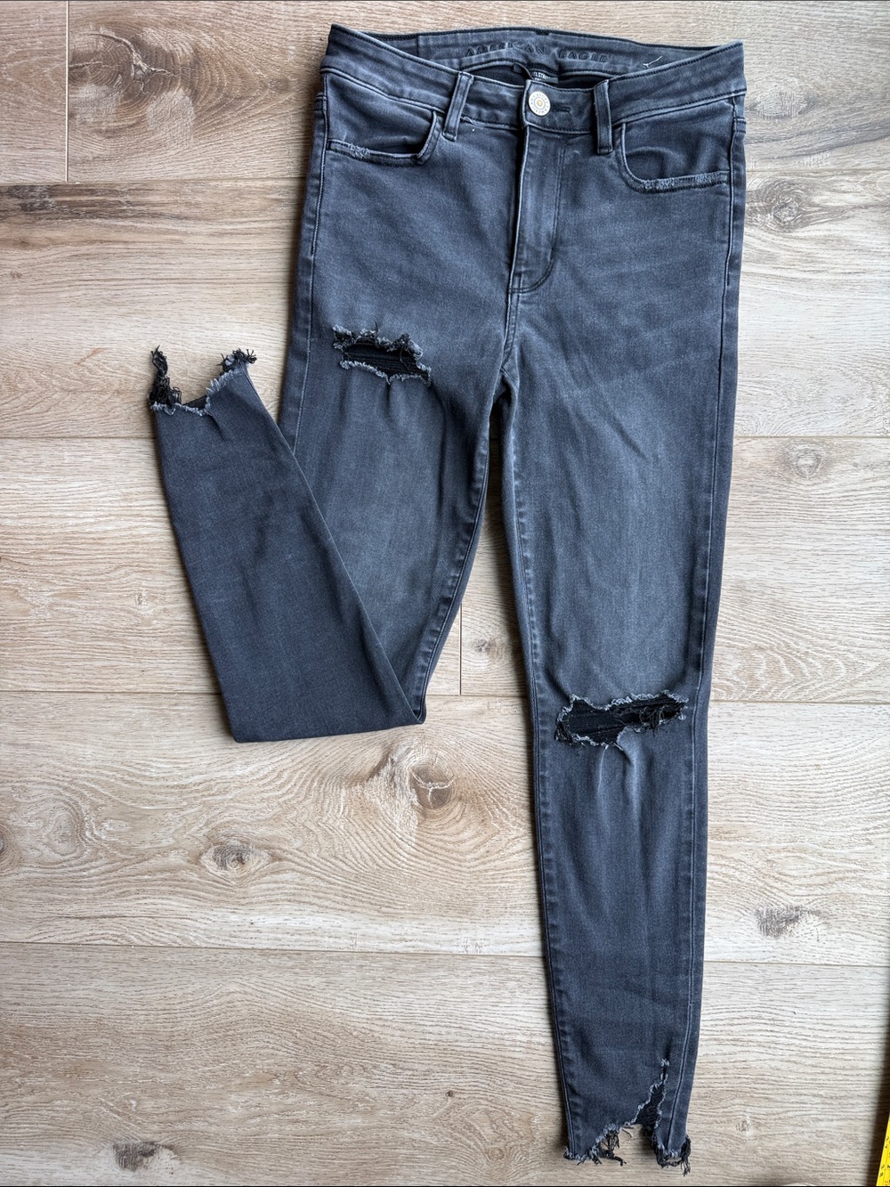 Distressed Black American Eagle Jeans